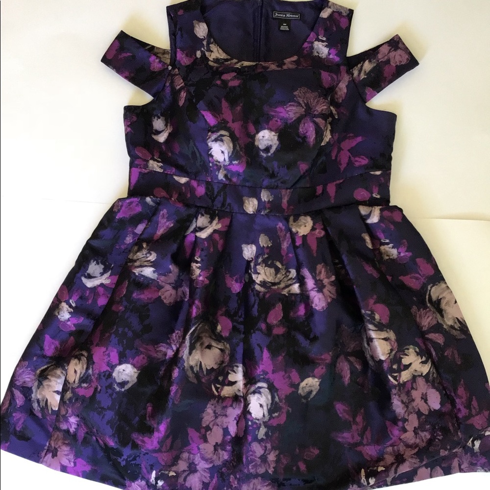 Jessica Howard Cold Shoulder Jacquard Dress